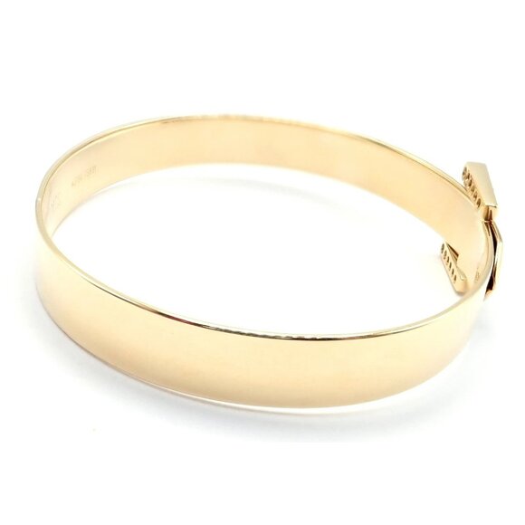 Authentic! Hermes 18k Yellow Gold Diamond Buckle Bangle Bracelet - Picture 3 of 9